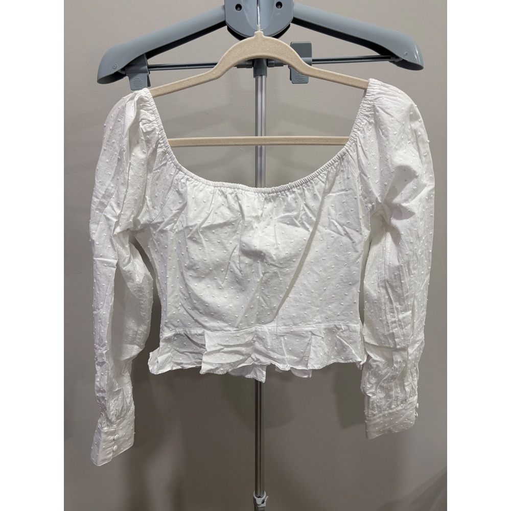 Urban Outfitters Coquette Cottagecore Milkmaid Prairie Crop Top White Cotton M - Picture 5 of 9